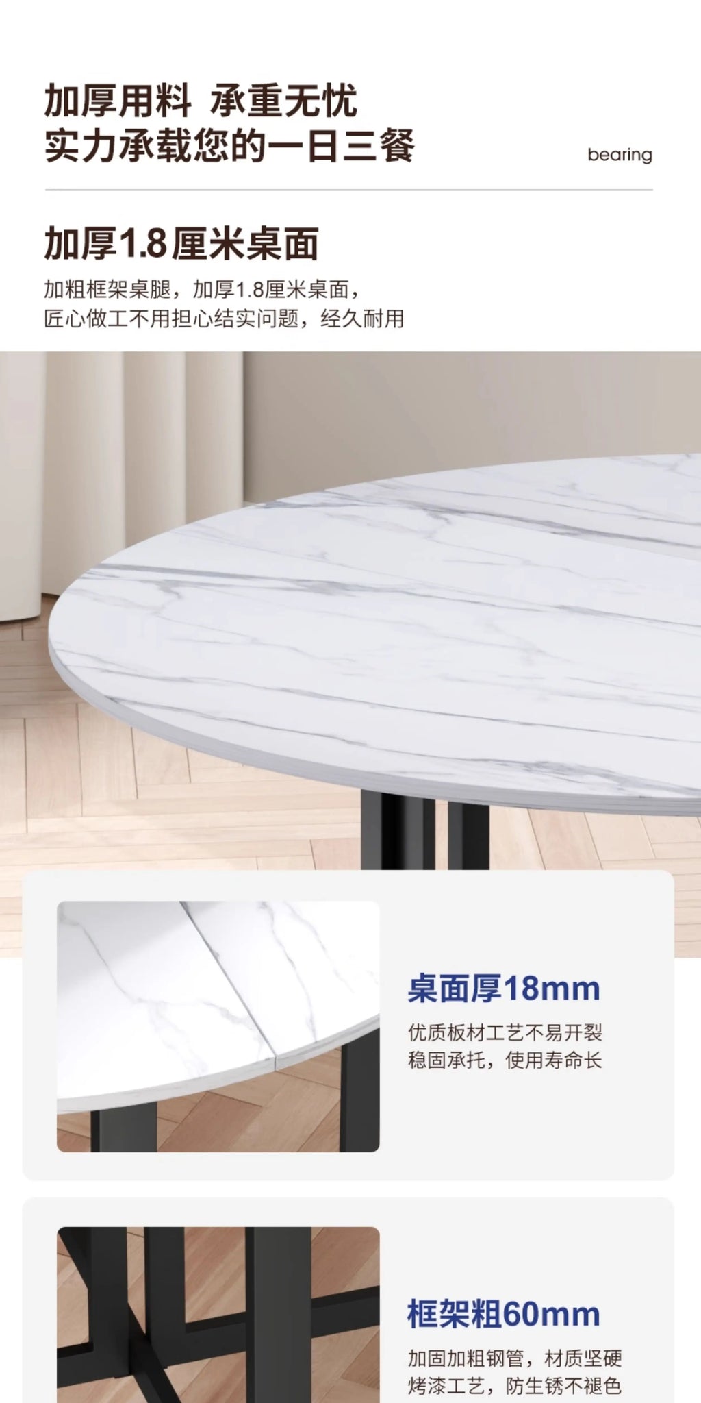 Folding table Household dining table Small apartment round table Multifunctional installation-free mobile simple round dining