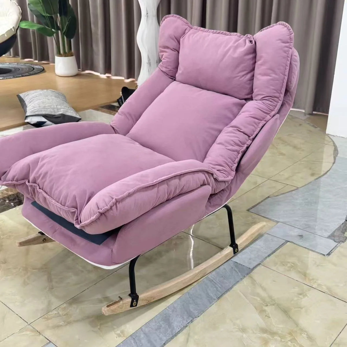 Adjustable Rocking Single Lazy Sofa Recliner Chair, High Comfort Leisure Lounge Sofa Chair for Balcony Bedroom Indoor Reading