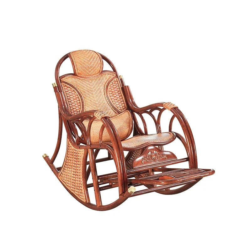 CL free balcony natural real rattan rocking chair lunch break classical single sofa