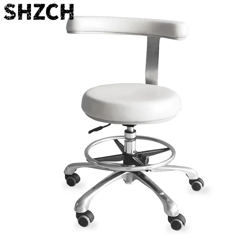 Medical Dental Stool with 360 Degree Rotation Armrest PU Leather Assistant Chair for Nurse Doctor