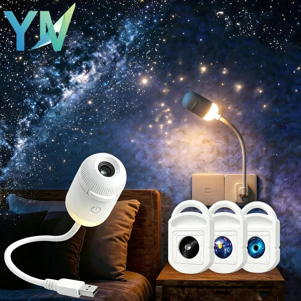 USB Star Projector Night Light Romantic Nebula Atmosphere Lamp for Car Interior Home Bedroom Decor USB Charging