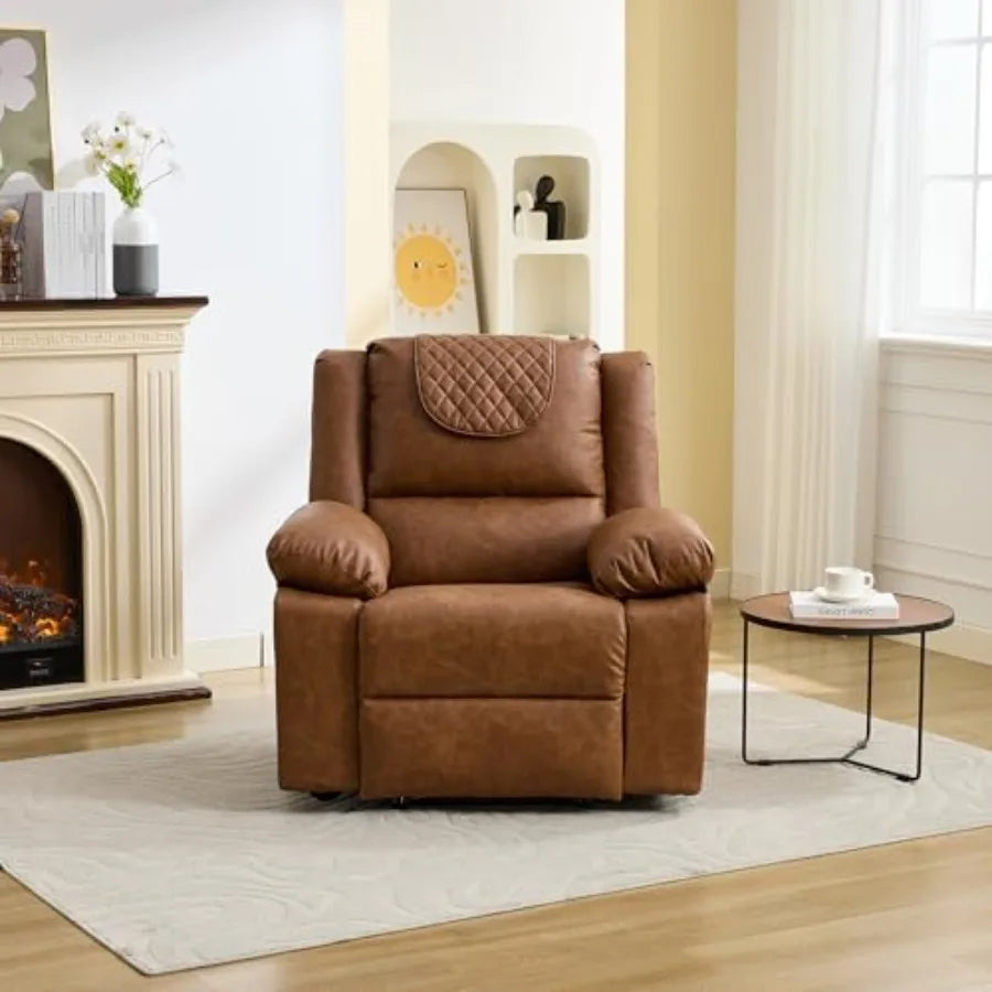 Adult Manual Recliner with Heating and Massage Functions 135° Front and Rear Adjustment - Equipped with Side Storage Pockets an