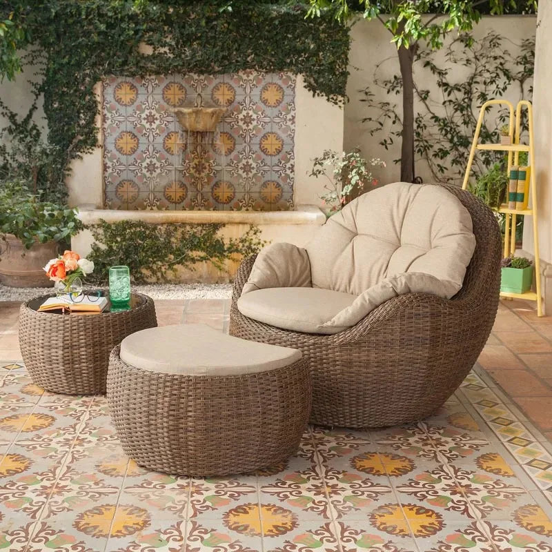 Outdoor sofa combination, courtyard hotel terrace villa homestay leisure rattan chair, outdoor waterproof and sunscreen rattan