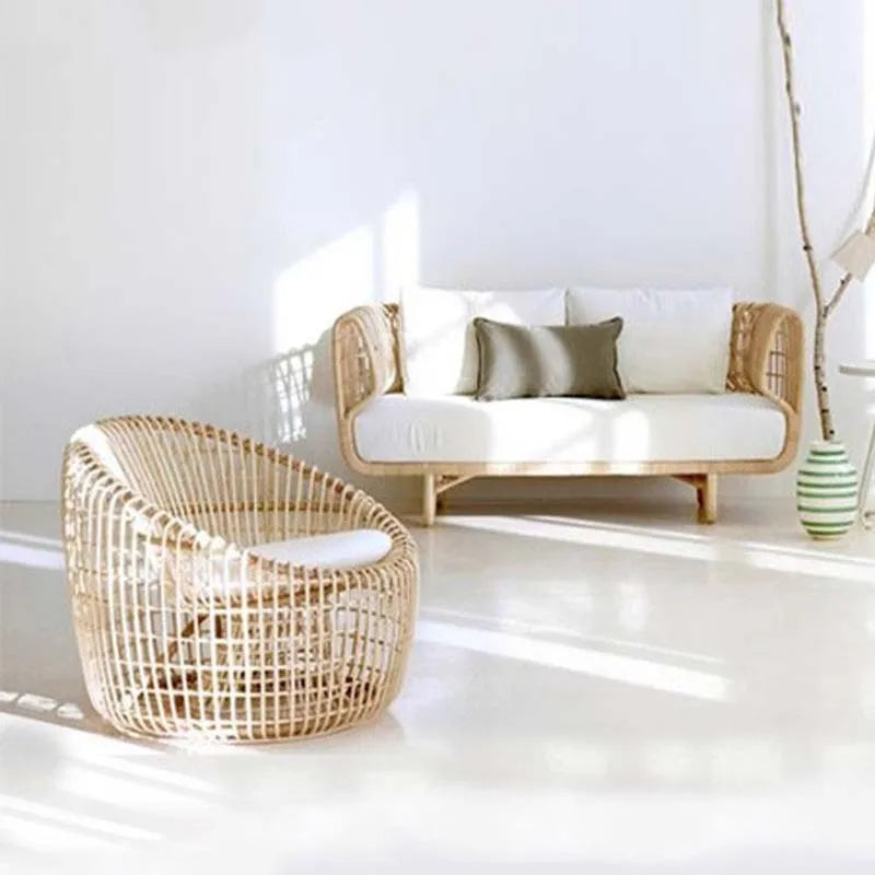 Outdoor rattan sofa, tea table combination, courtyard garden, terrace, leisure woven rattan chair, outdoor furniture