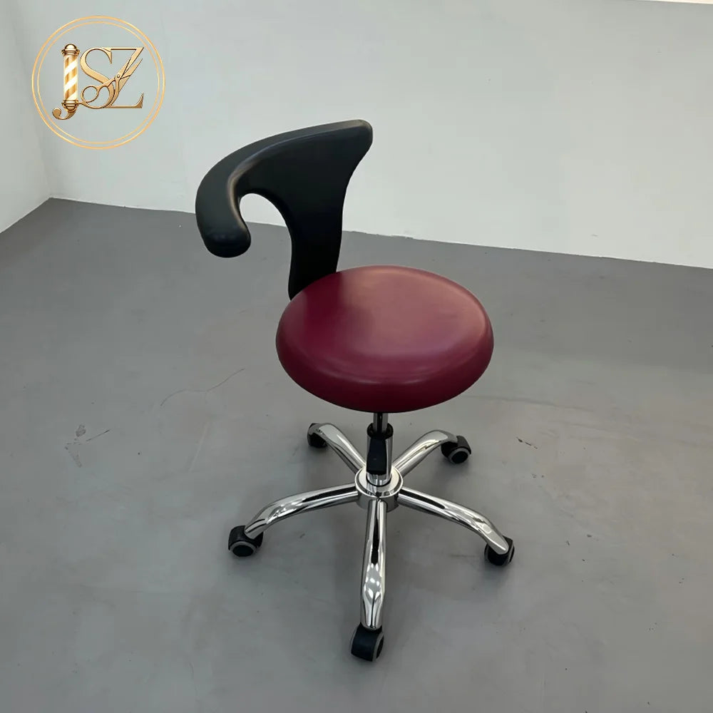 Hand Operated Lifting Rotary Lab Stool Full Leather Cushion Movable Base Professional Seat for Dental Clinic Nurse Work Area