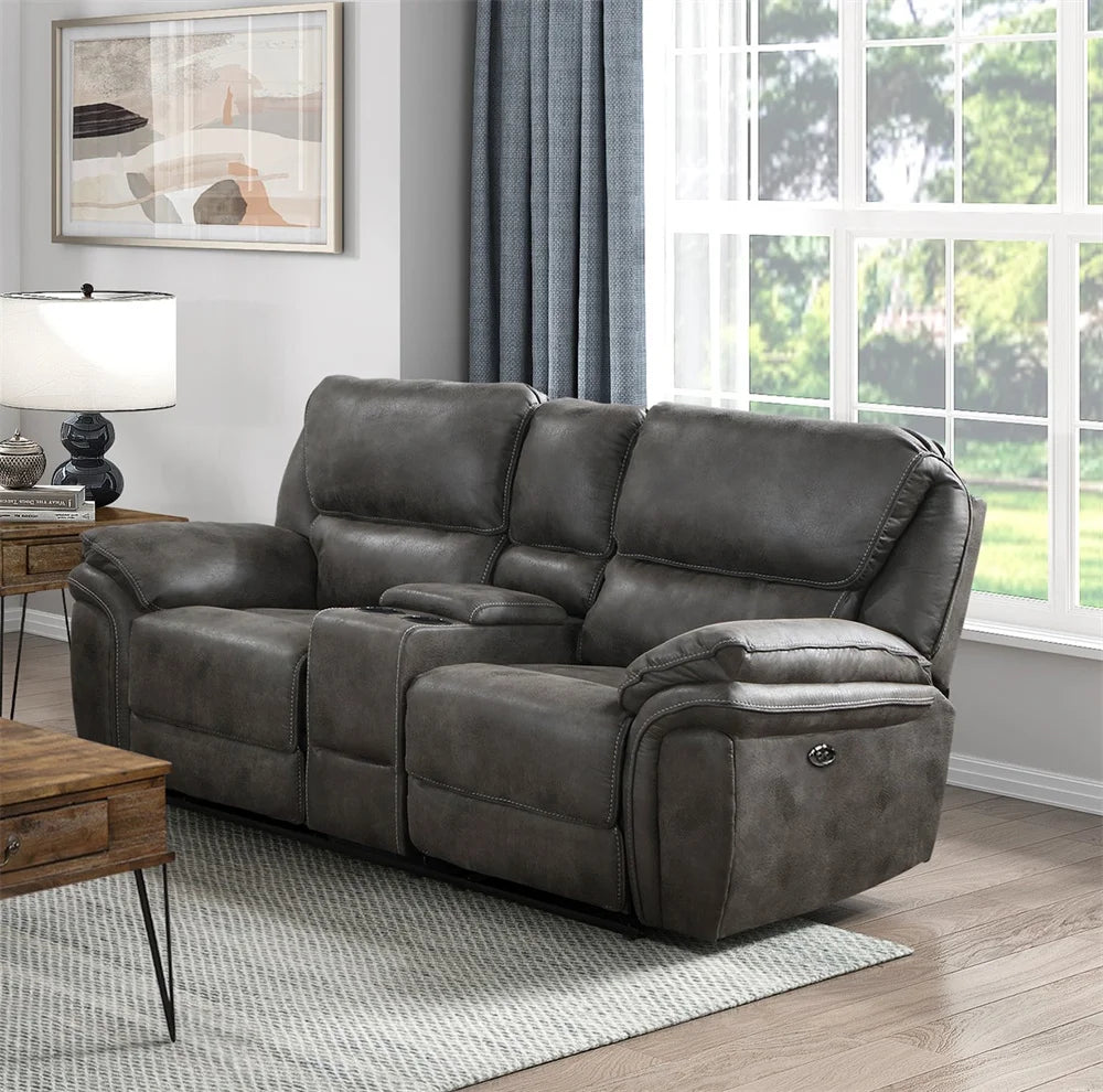 #￥Modern Power Electric Reclining Couch Loveseat Chair Microfiber Upholstery USB  Living Room Recliner Sofa Set 3+2+1 Furniture