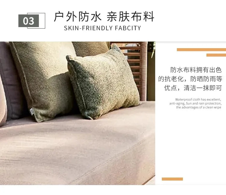 Outdoor rattan sofa, courtyard leisure, outdoor balcony, rattan chair, sun protection and waterproof combination furniture