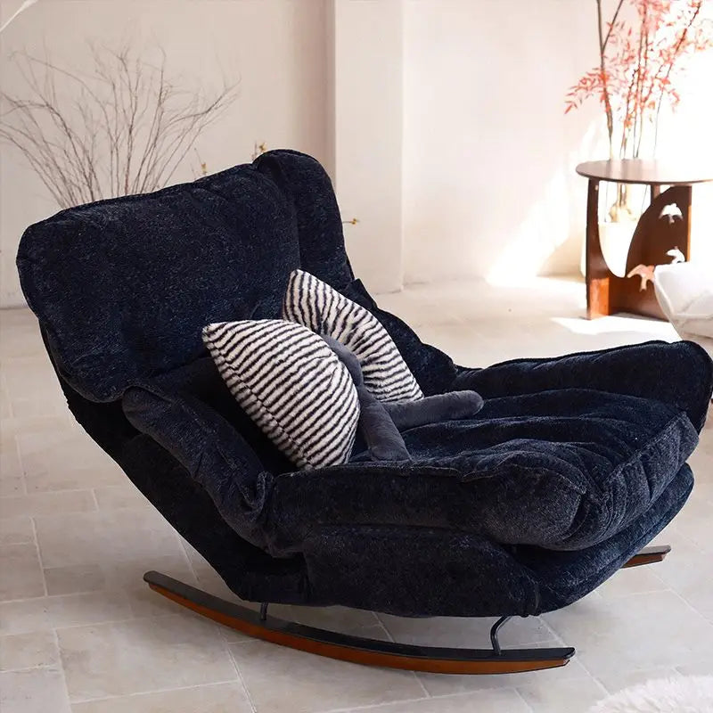 Single Lazy Rocking Recliner Adjustable Backrest Leisure Sofa Chair for Outdoor Balcony Bedroom