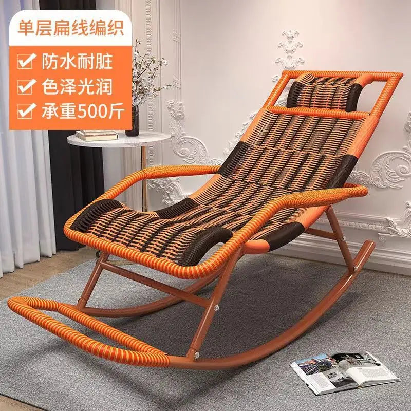 Rocking chair rattan chair adult nap recliner living room balcony lazy chair small rocking elderly leisure rocking