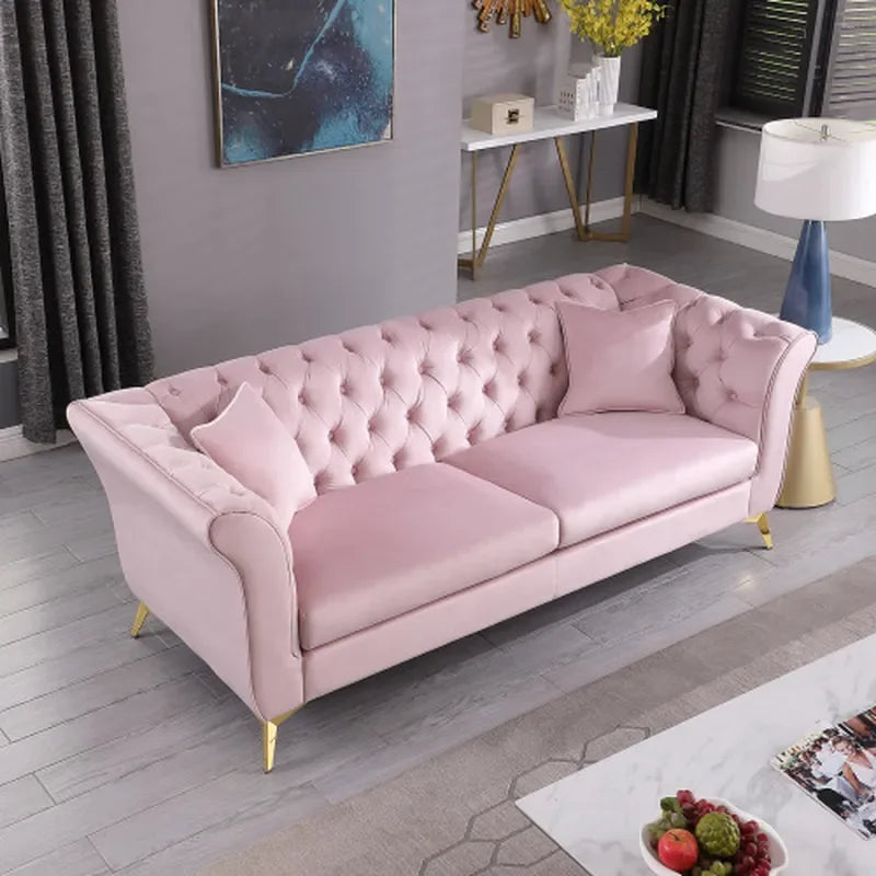 Modern Nordic Velvet 3 Seater Sofa Compact Fabric Couch for Small Living Room Light Luxury Designer Furniture