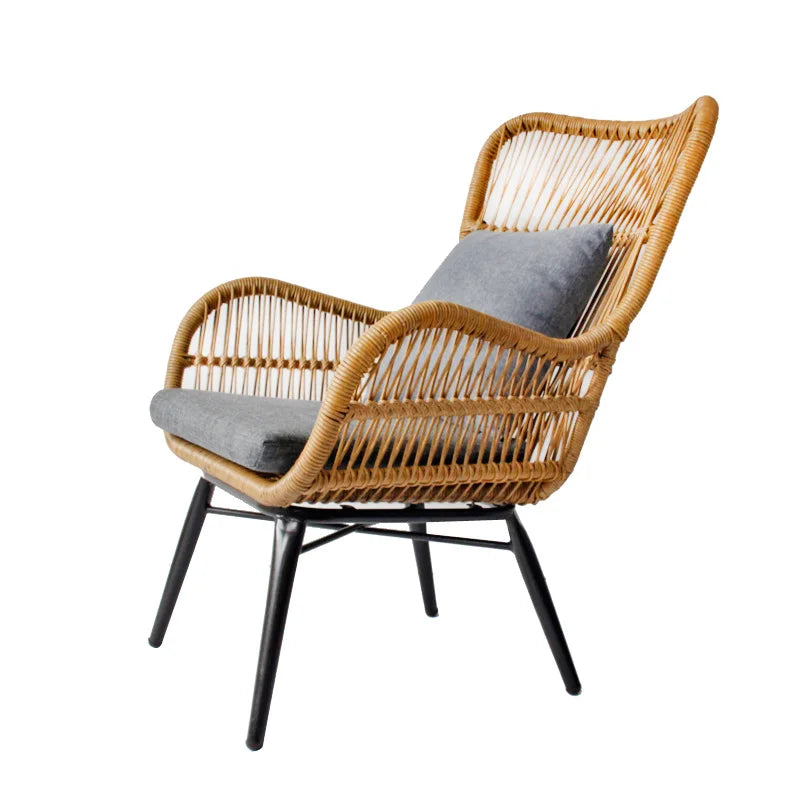 Rattan Chair Three Piece Set Balcony Table Modern Outdoor Furniture Combination Armrest Single Rattan Sofa Outdoor Chairs