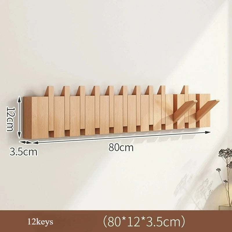 Light Luxury Living Room Wall Clothes Rack Wall-mounted Clothes Hanger Solid Wood Shelves Storage Home Organization and Storage