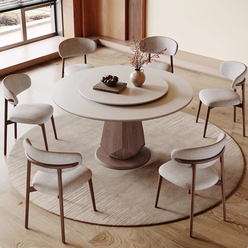 Dining Table Household Rock Simple Apartment Wood Round  Home Furniture