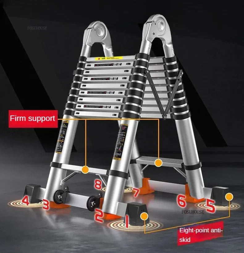 Folding Ladder for Construction Site Metal Telescopic Modern Thickened Ladders Creative Multifunctional Step Ladders for Home G