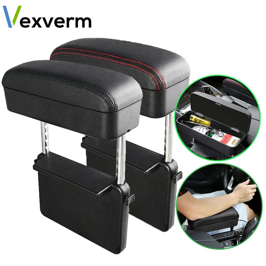 Car Seat Gap Armrest Box Height Adjustable Auto Elbow Support Arm Rest Cushion, PU Leather Car Center Console Storage Organizer