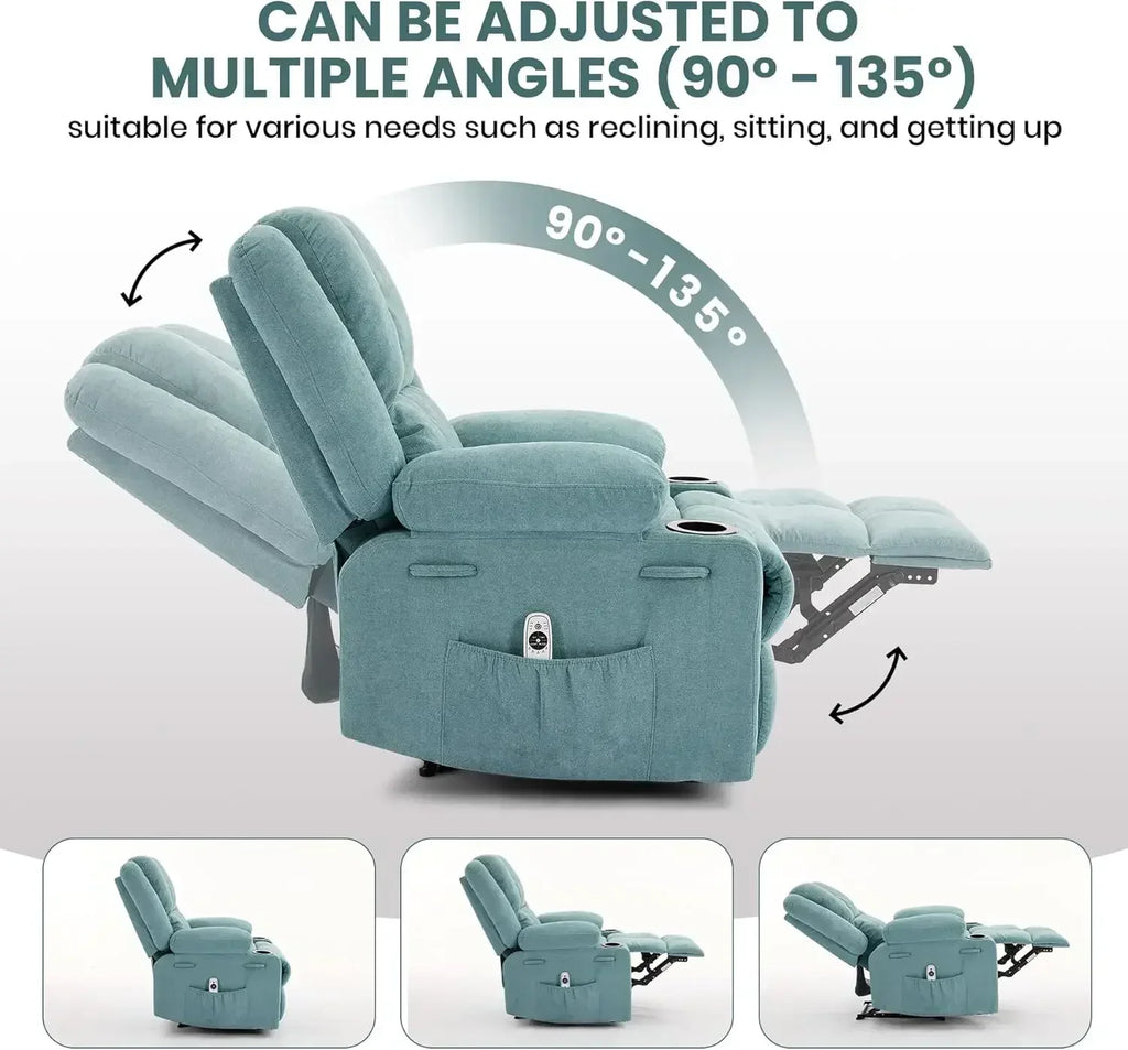BestsellerBestsellerManual Recliner Chair with Heating & Massage,Ergonomic Overstuffed Breathable Fabric Reclining Chair with Si