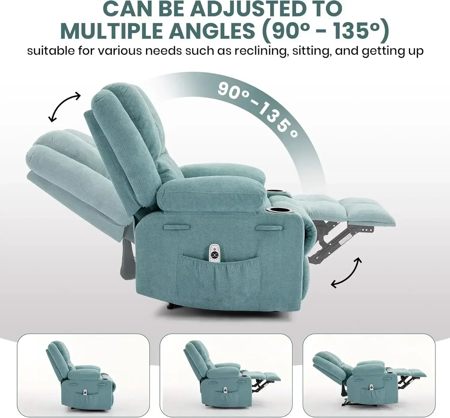 BestsellerBestsellerManual Recliner Chair with Heating & Massage,Ergonomic Overstuffed Breathable Fabric Reclining Chair with Si