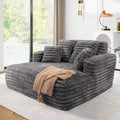 #Striped Soft Fabric Modular Oversized Chaise Lounge Sofa with Layered Back Cushions Cozy Deep Seating for Modern Living Room