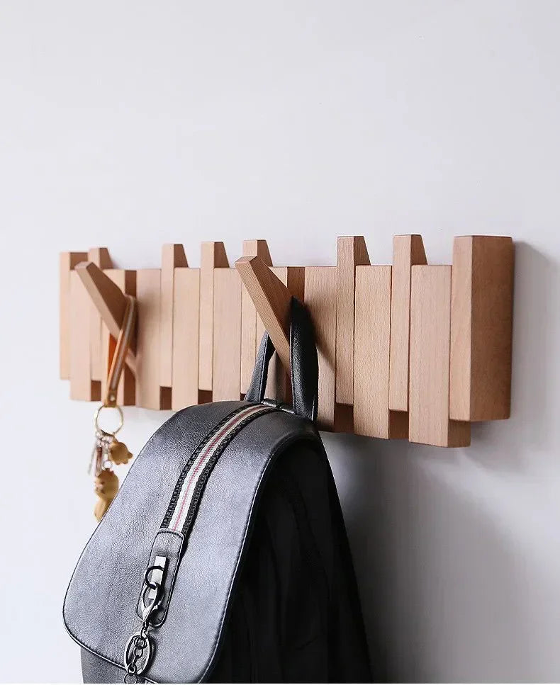 Black Walnut Coat Rack Wall Mounted Solid Wood Clothes Hooks Hallway Entrance Door Hanger Home Decor Ds Furniture Perchero