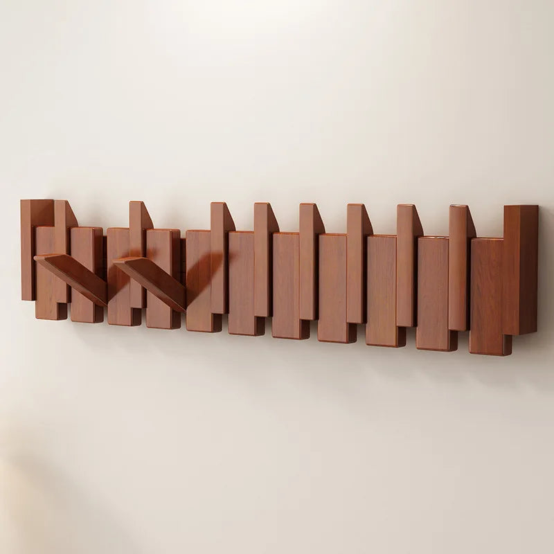 Piano Key Coat Rack Solid Wood Clothing Storage Racks Wall Mounted Clothes Organizer Hanger Entrance Hall Home Furnitures