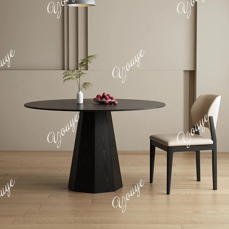 N44 Slate round table home small apartment modern simple dining room dining table solid wood designer high-end feeling