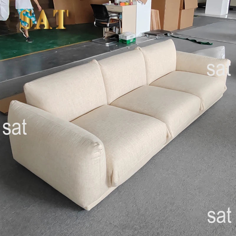 Modern Design Home Furniture Bread Shape White 3 Seat Sofa Set Sectional Couch Velvet Fabric Living Room Sofa