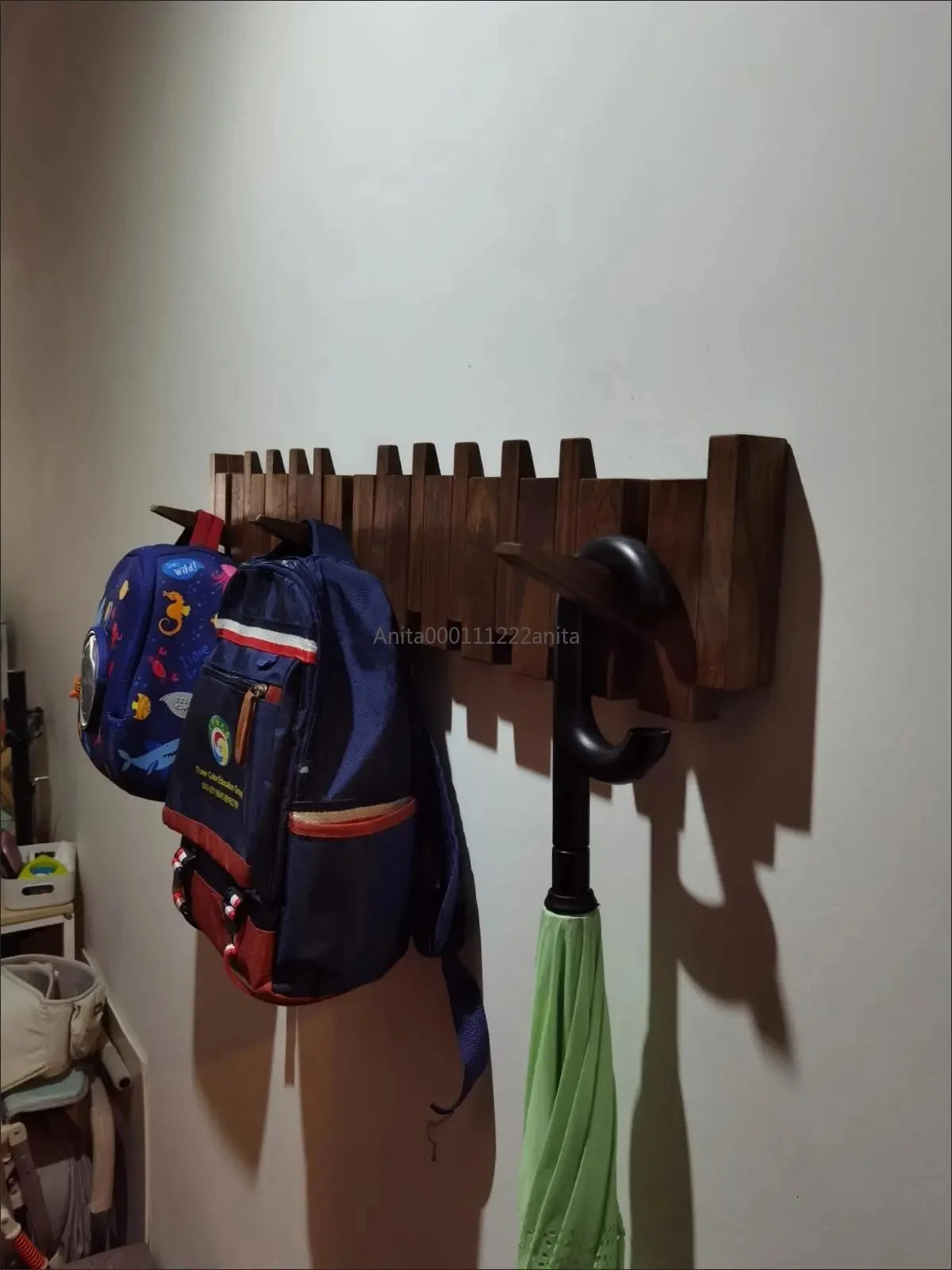 Solid Wood Door Back Coat Hooks Entrance Rack No Drilling Wall Mounted Clothes Hanger for Home Decor