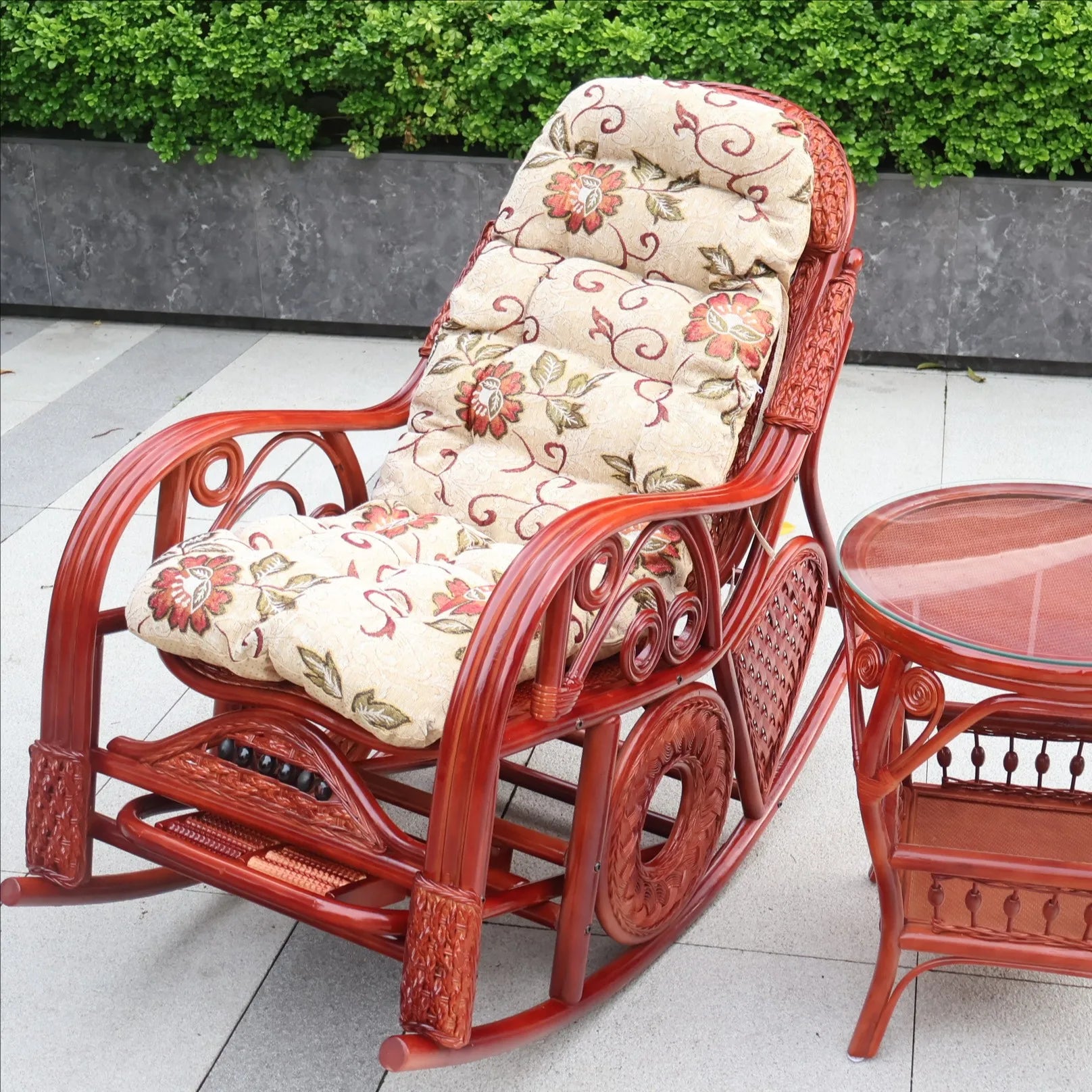 Natural rattan rocking chair sofa recliner lazy adult elderly chair living room