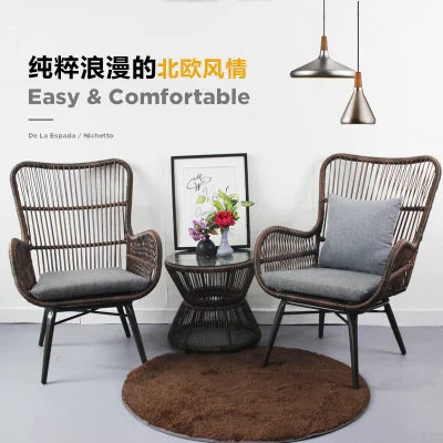 Rattan Chair Three Piece Set Balcony Table Modern Outdoor Furniture Combination Armrest Single Rattan Sofa Outdoor Chairs