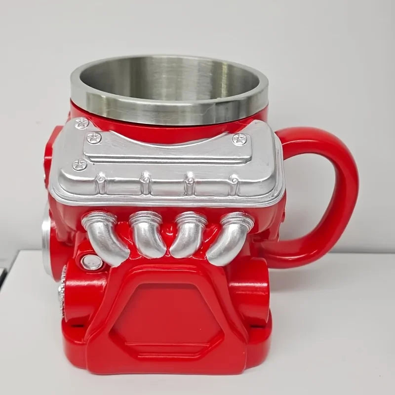 V8 Engine Shape Stainless Steel Tumbler, Vintage Mechanical Style, Shock Resistant, Portable Durable Car Ashtray Gift For Car