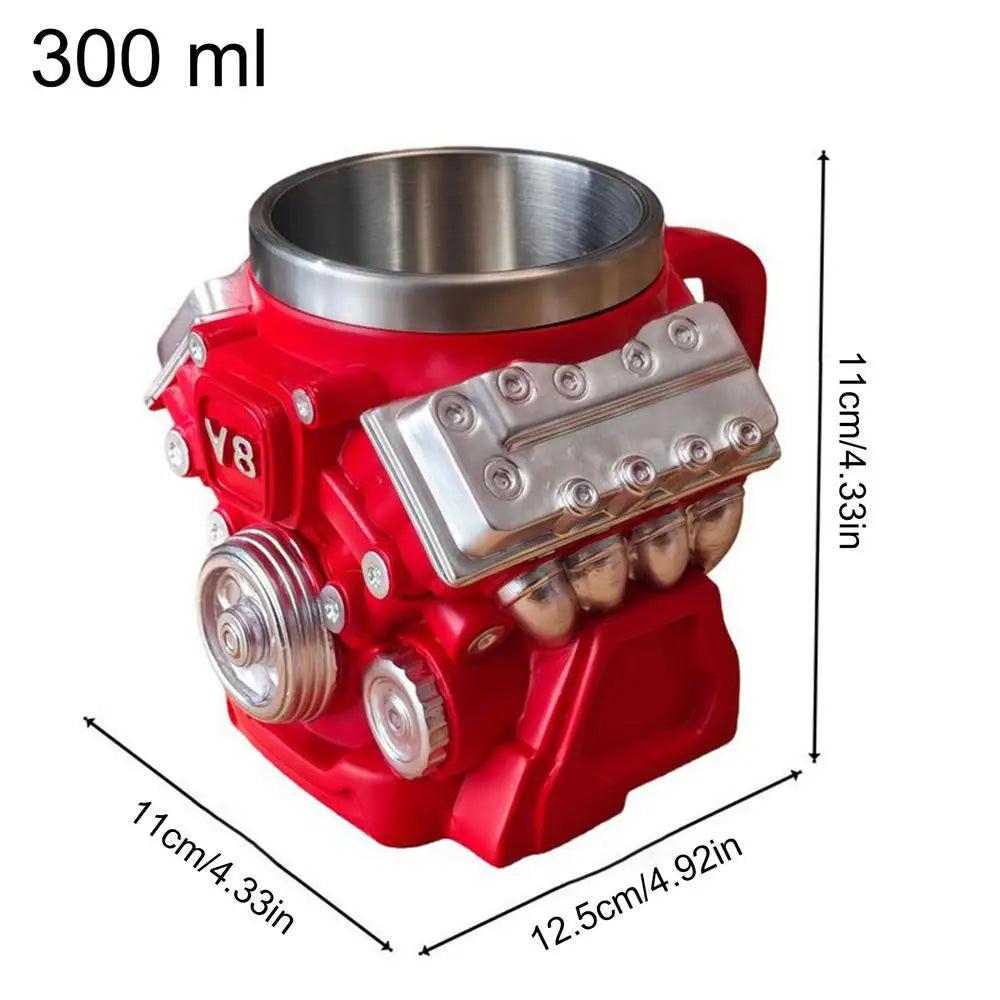 Collectible V8 Engine Shaped Mug Detailed Replicas For Display & Use, Garage, Man Cave, Office Of Engineers & Car Lovers