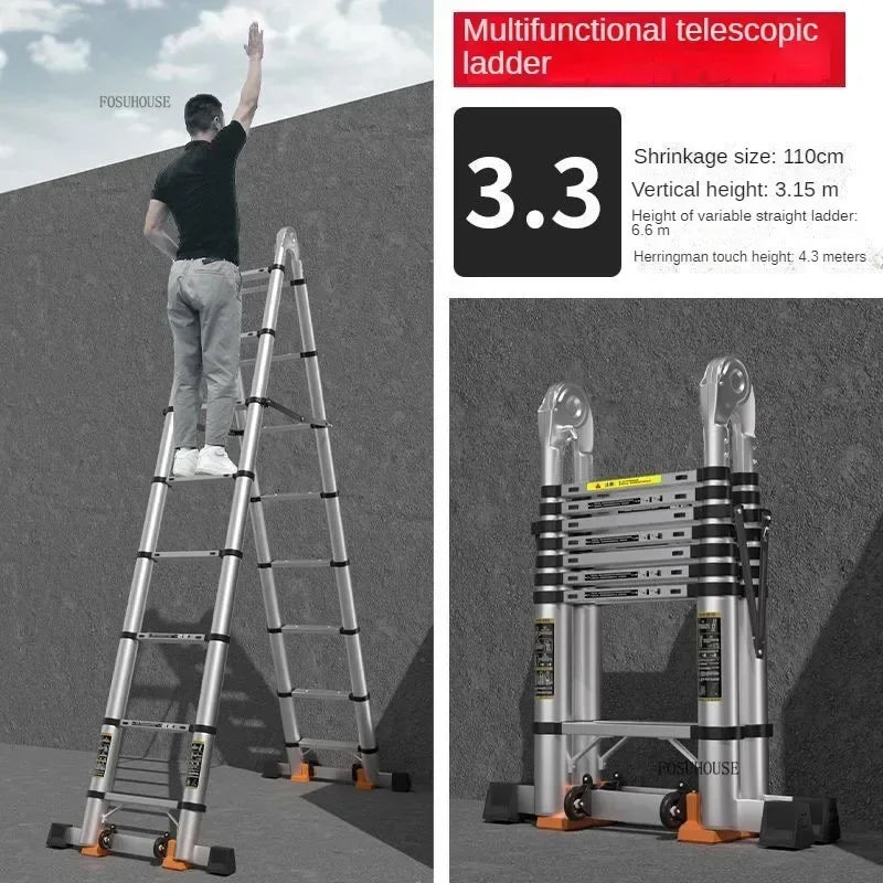 Folding Ladder for Construction Site Metal Telescopic Modern Thickened Ladders Creative Multifunctional Step Ladders for Home G