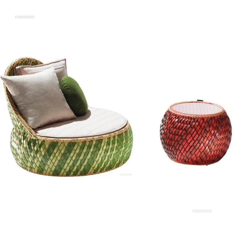 Italian PE Rattan Woven Beach Chairs Terrace Garden Outdoor Chairs Light Luxury High-end Patio Leisure Chair Outdoor Furniture Y