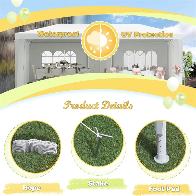10x10 10x20 10x30ft Pop Up Party Tent Heavy Duty Gazebo Canopy with Removable Sidewalls | Waterproof Outdoor Wedding Tent, BBQ Pavilion & Event Shelter | Portable Backyard Sunshade Canopy Top