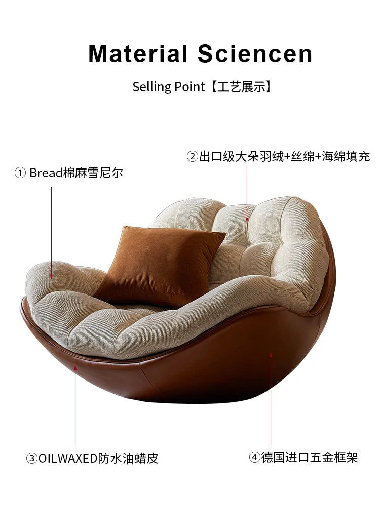 Italian minimalist rotating single sofa designer fabric balcony single chair medieval leisure recliner