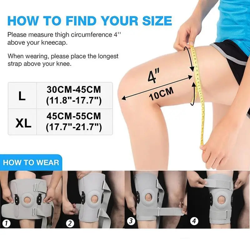 1PC Knee Brace with Dual Metal Side Stabilizers Knee Pad Support Adjustable Patella Protector Arthritis Joint Pain Sports Guard
