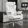 Wide Ergonomic Office Chair with Footrest, High Back Lumbar Support, Reclining Gaming Computer Chair for Heavy People (White)