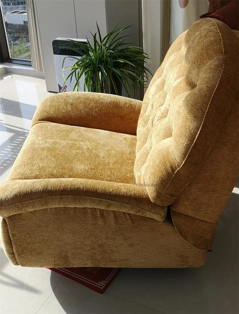 Nordic Home Rotating Recliner Modern Living Room Furniture Leisure Lazy Sofa Bed Rocking Chair Designer Fabric Living Room Sofas