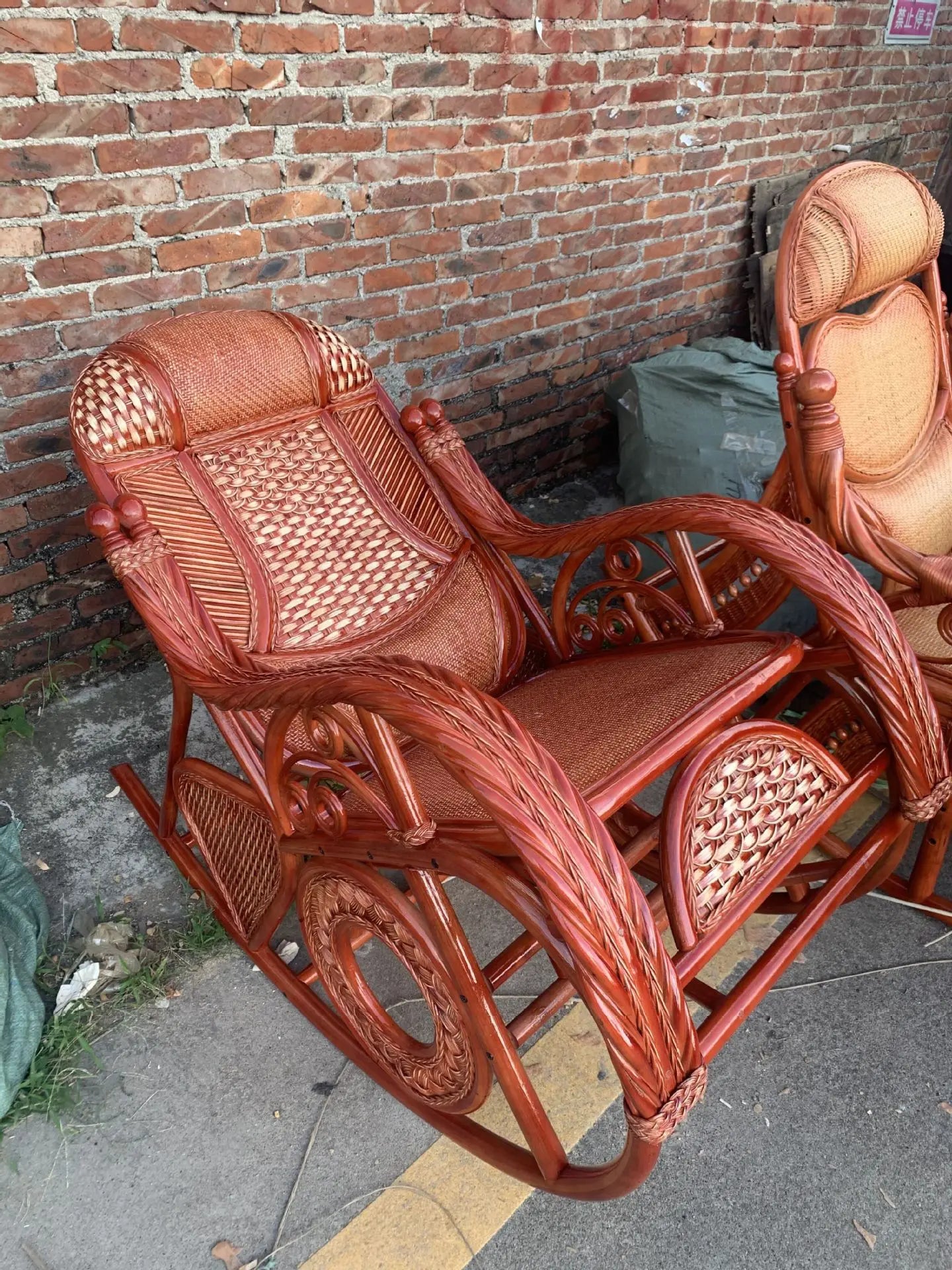 Rocking chair, hanging basket, balcony, natural, true vine, plant, weaving, elderly, household