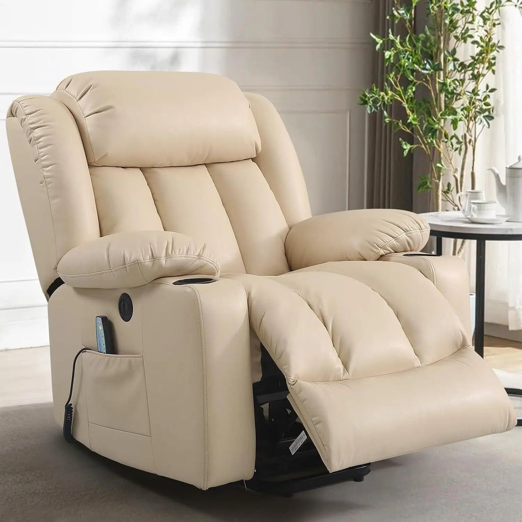 PARKOL Power Lift Recliner Chair for Elderly & Seniors, Breathable Leather Electric Recliner with Vibration Massage & Lumbar