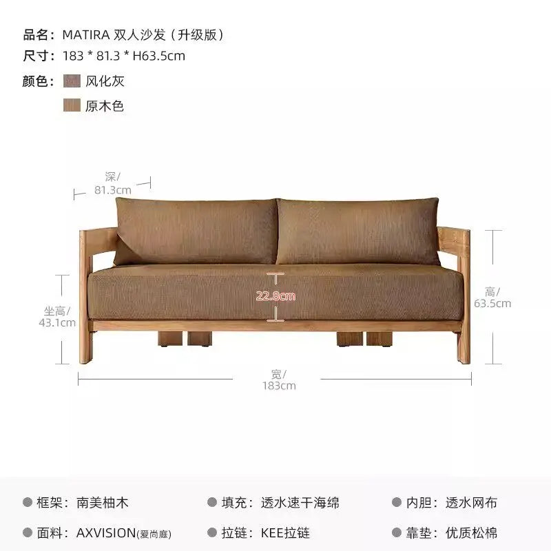 Villa Courtyard Teak Sofa Outdoor Garden Solid Wood Outdoor Terrace Hotel Leisure Furniture Combination