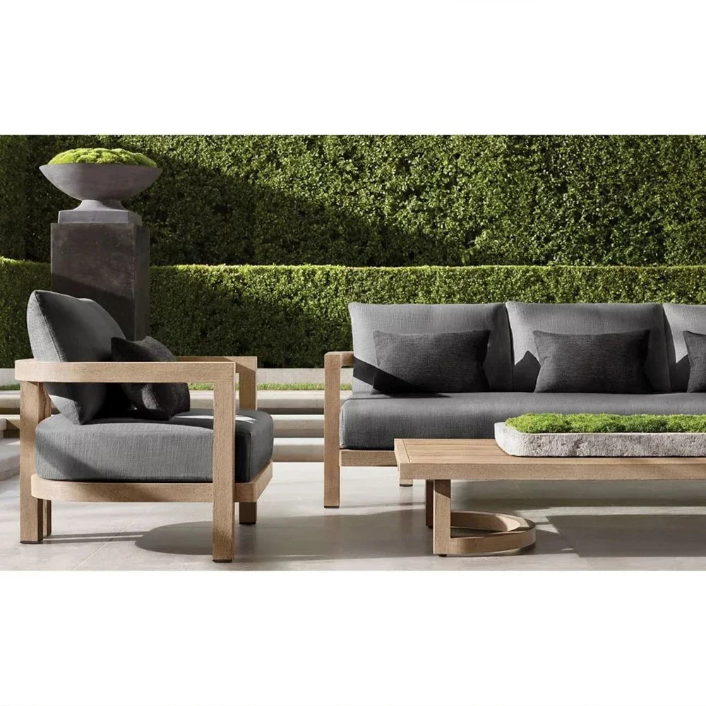 Furniture Backyard Outdoor Teak Garden Sofa Set with Cushions