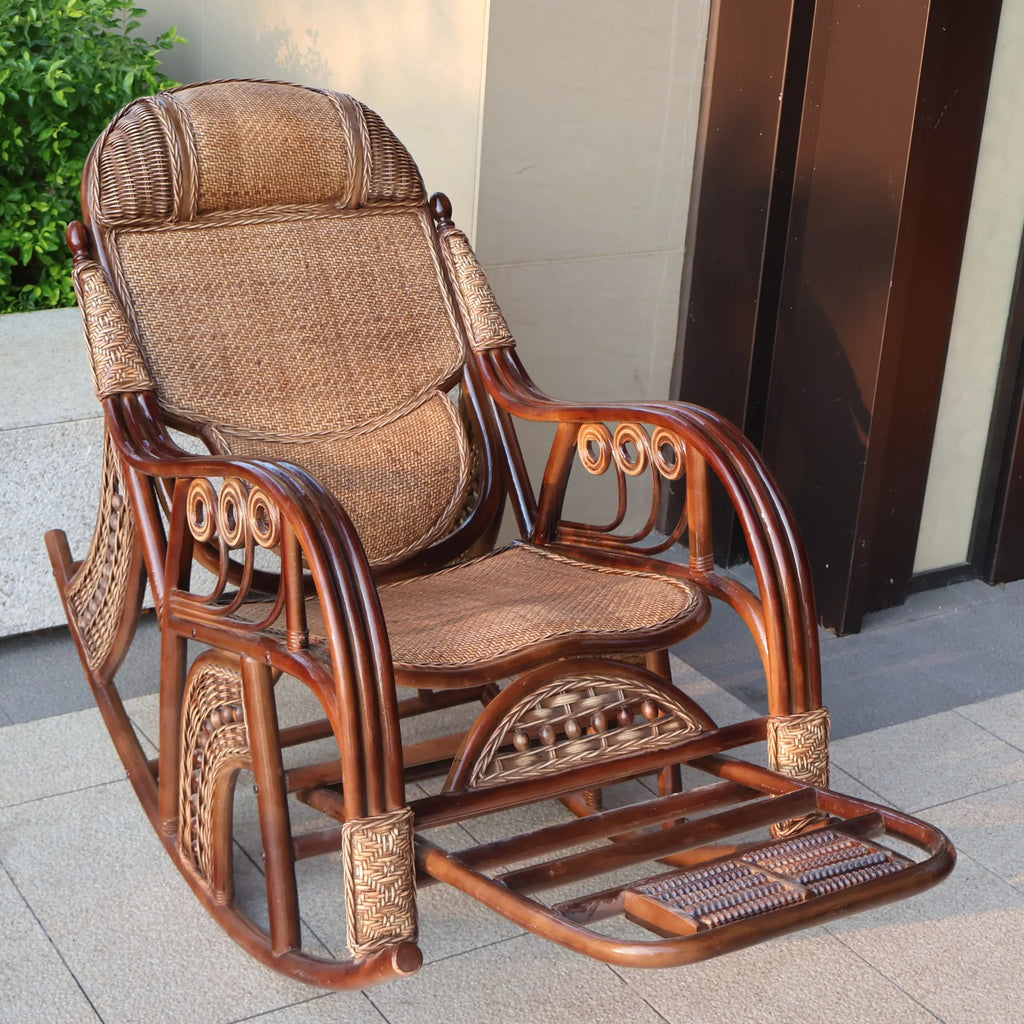 New Chinese rattan chair happy chair factory courtyard elderly rattan sofa