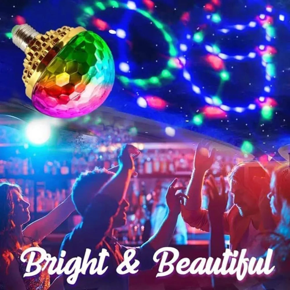 2 Pack Modern AC 85-265V LED Disco Light E27 6W Disco Ball Light Rotating Golden Magic Ball Light Party