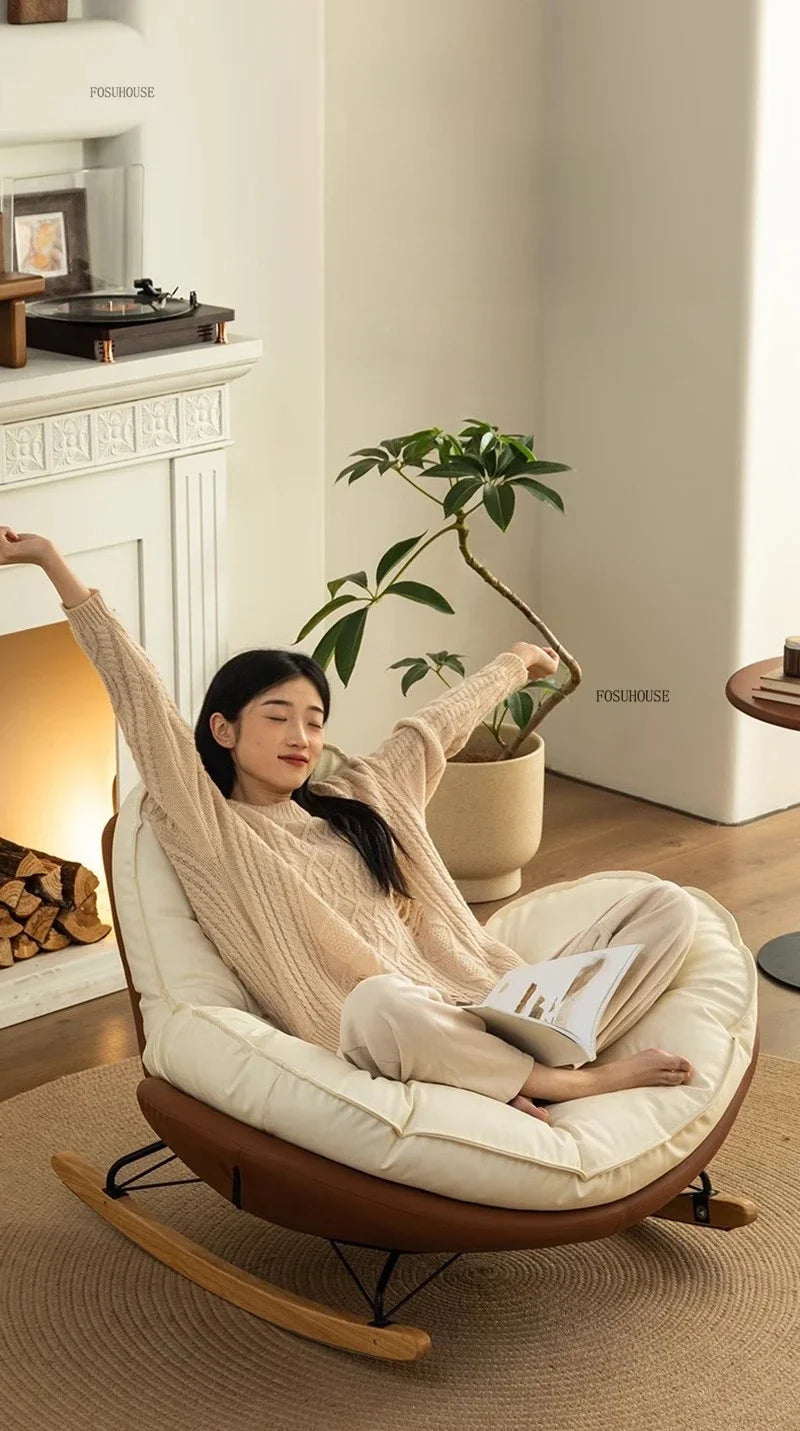 Designer Living Room Chair Personality Large Rocking Chair for Living Room Light Luxury Sofa Chairs Japanese Home Furniture