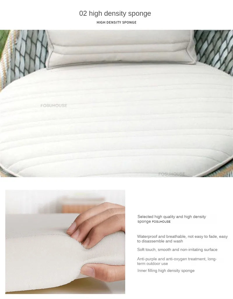 Nordic PE Rattan Woven Beach Chairs Terrace Garden Outdoor Chairs Light Luxury High-end Outdoor Furniture Patio Leisure Chair