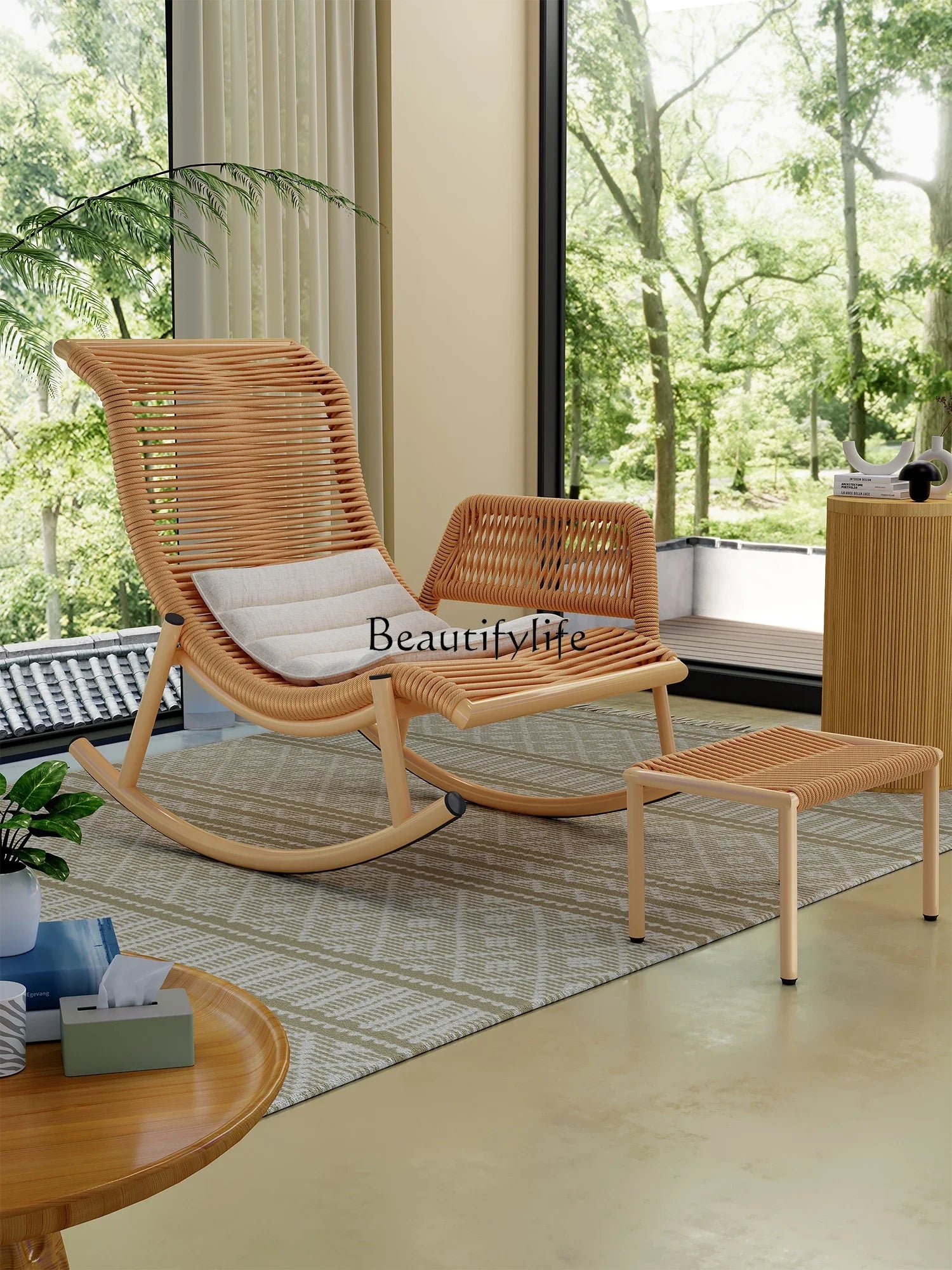 yj21 yj31 Rocking Chair Recliner Adult Can Sleep Balcony casual Outdoor Courtyard Rattan Chair