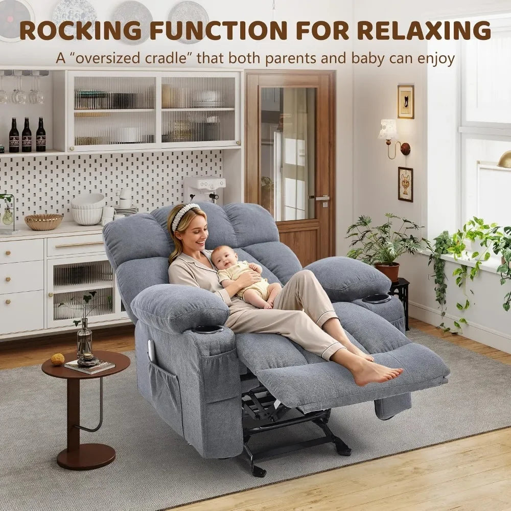 Rocker Recliner Chair with Massage, Heat, and Comfort Features for Living Room and Bedroom