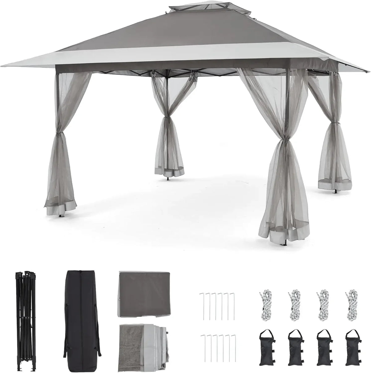 11x11 Pop Up Gazebo with Mosquito Netting – Easy 1-Person Setup, Water-Resistant Backyard Canopy for Family Patio & Garden Use,K