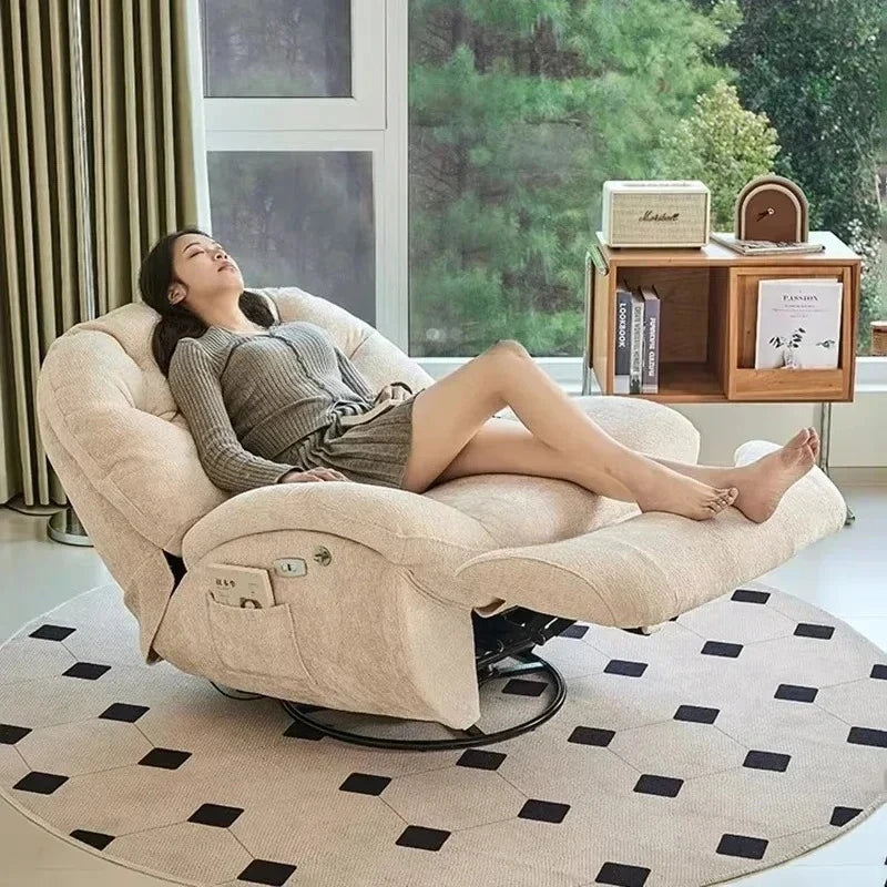 Modern Fabric Living Room Sofas Designer Living Room Furniture Leisure Lazy Sofa Bed Rocking Chair Nordic Home Rotating Recliner